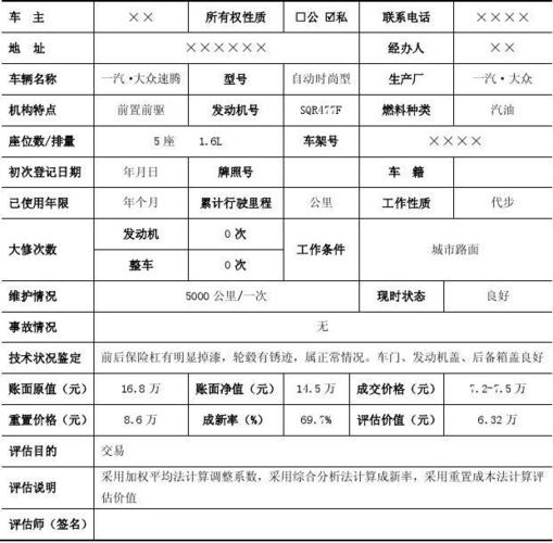 二手车鉴定评估报告