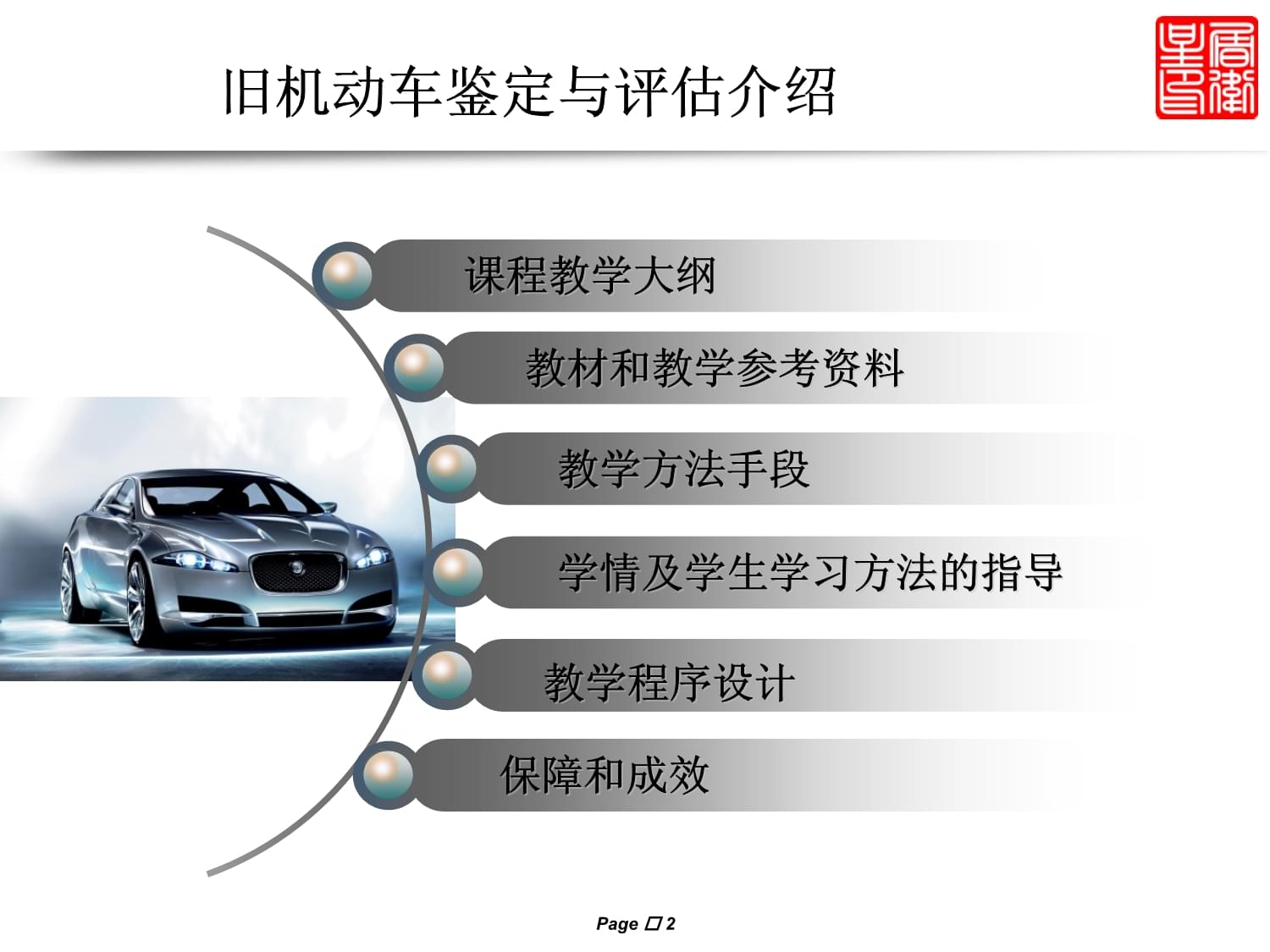 旧机动车鉴定与评估课程介绍课件